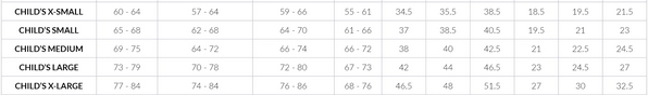 2026 Champion Junior Ti22 Body Protector  Size Chart